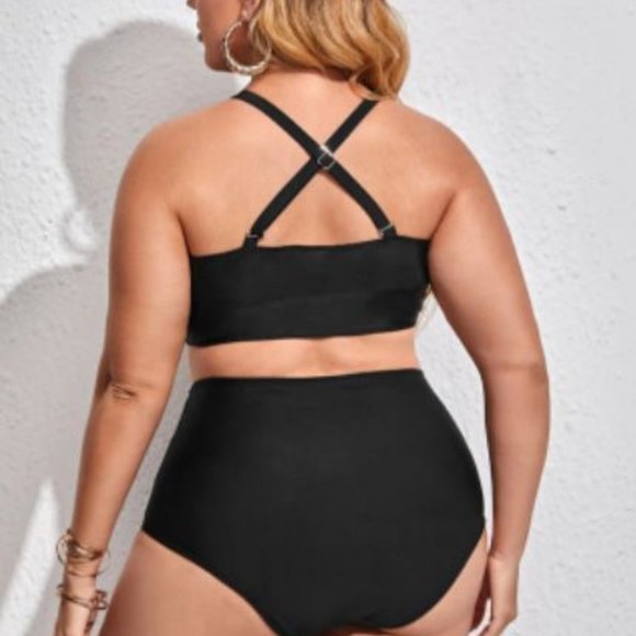*SOLD* Shein Ladder Cut Out Black High Waisted Bikini NWT 3X - Picture 2 of 7